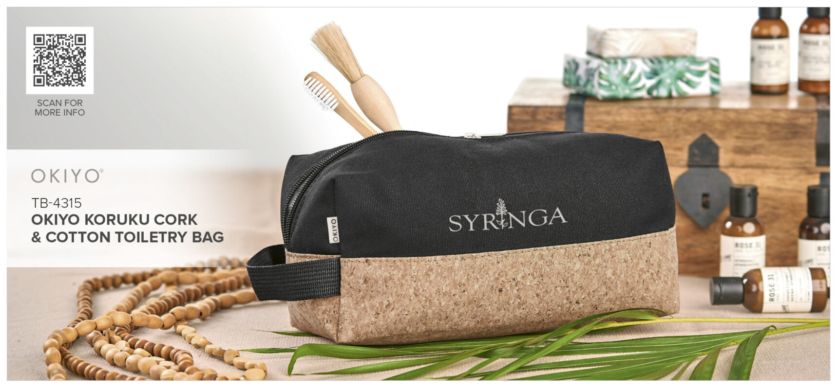 Okiyo Koruku Cork & Cotton Toiletry Bag - Image 5