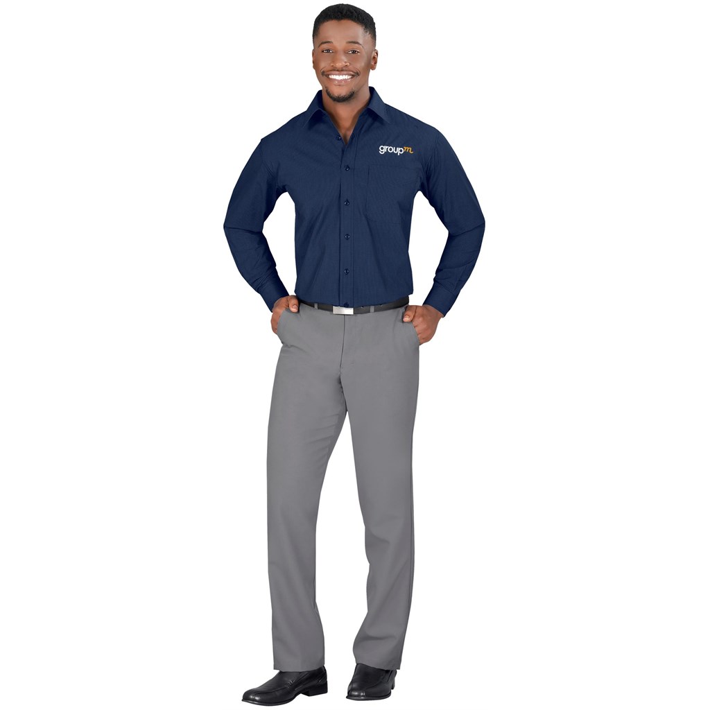 Mens Long Sleeve Micro Check Shirt - Image 2