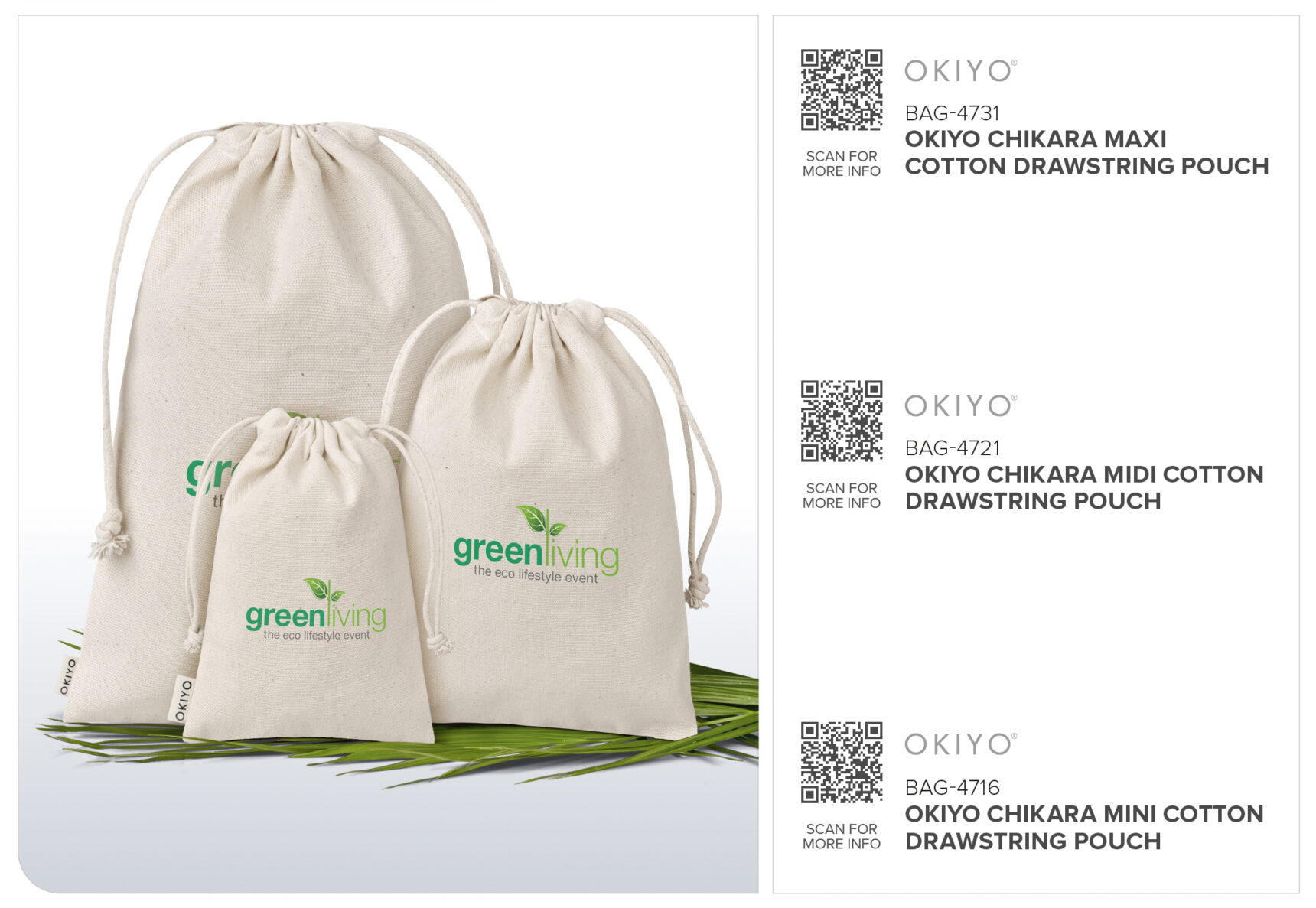 Okiyo Chikara Midi Cotton Drawstring Pouch - Image 5