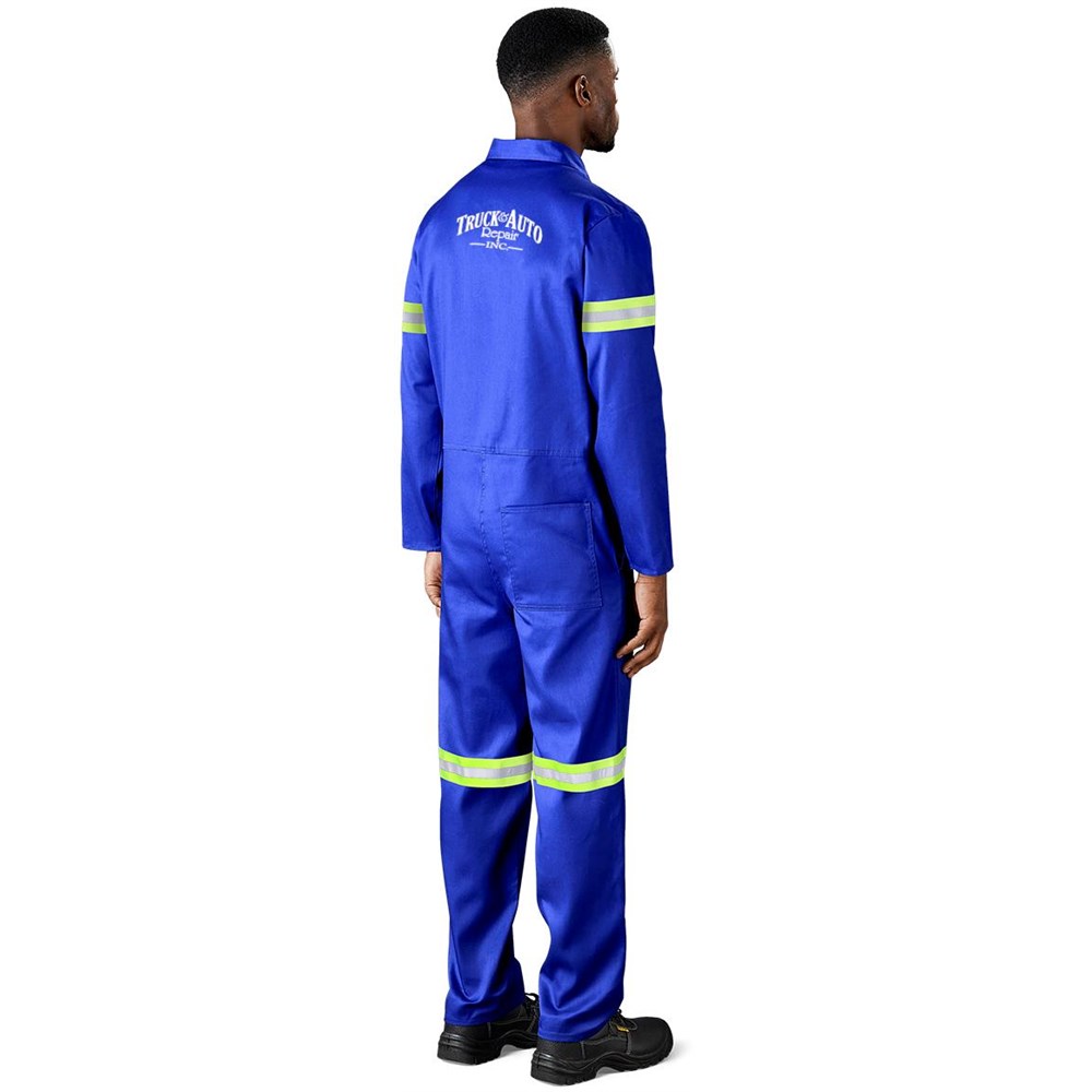 Safety Polycotton Boiler Suit - Reflective Arms & Legs - Yellow Tape - Image 2