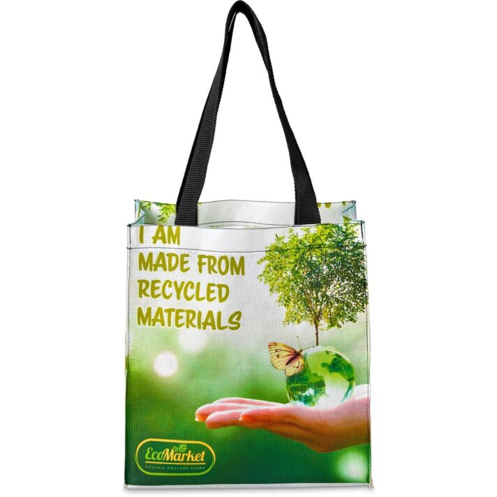 Pre-Printed Sample Hoppla Gateway Recycled PET Stitch-Bond Shopper - Image 2