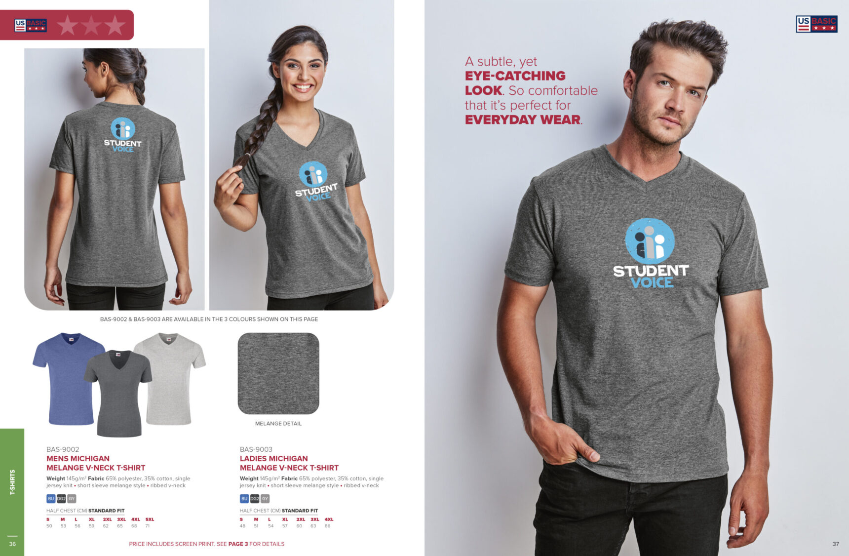Mens Michigan Melange V-Neck T-Shirt - Image 9