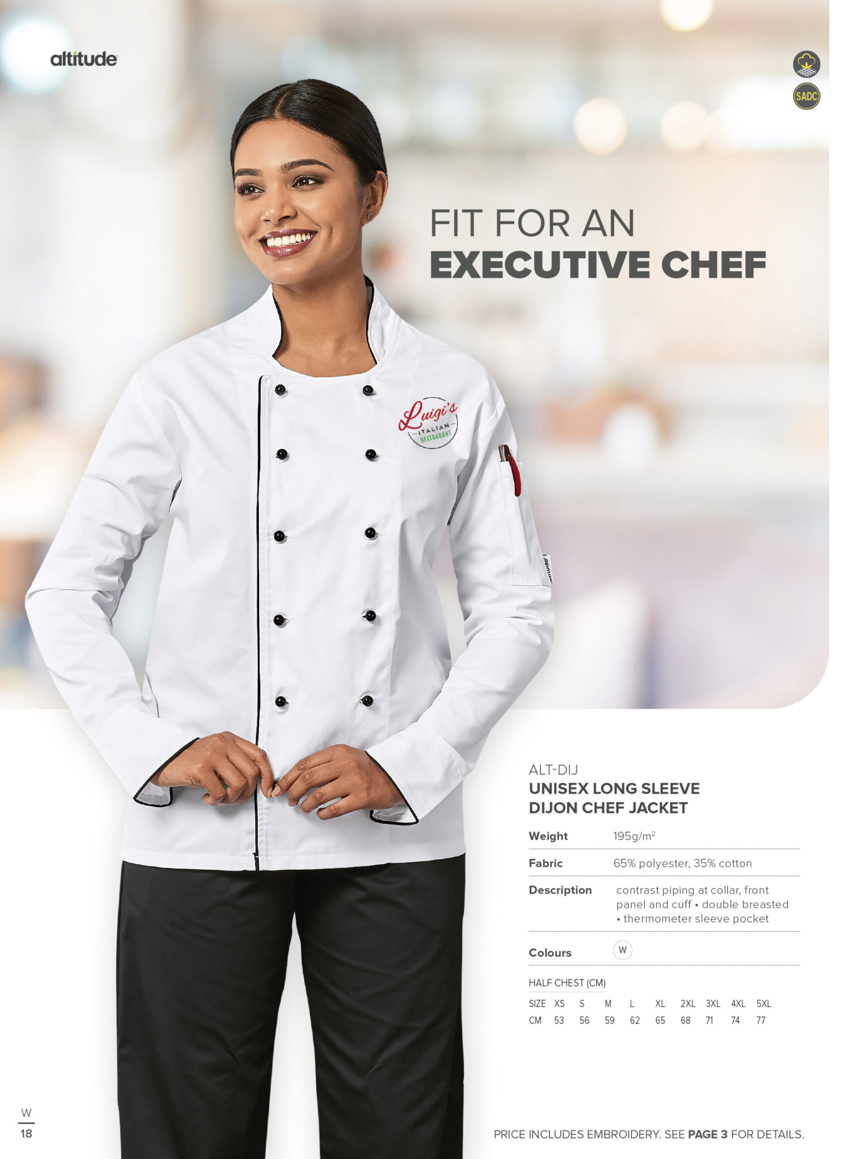 Unisex Long Sleeve Dijon Chef Jacket - Image 10