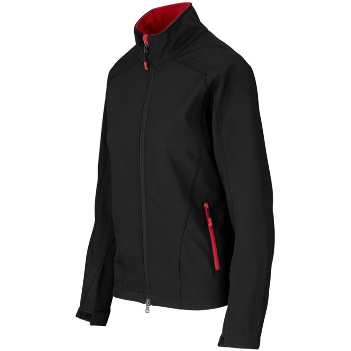 Ladies Geneva Softshell Jacket - Black Red - Image 2