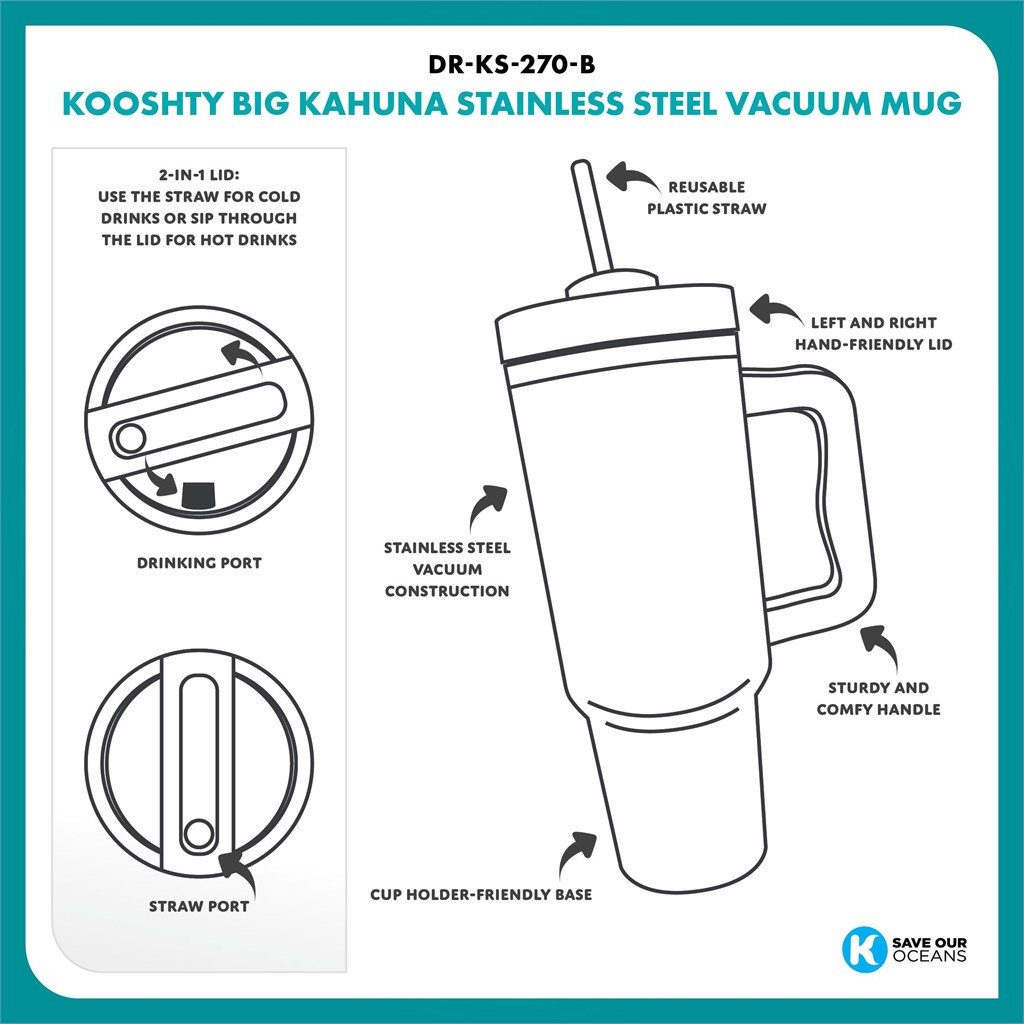 Kooshty Big Kahuna Stainless Steel Vacuum Mug – 1.2 Litre - Image 13