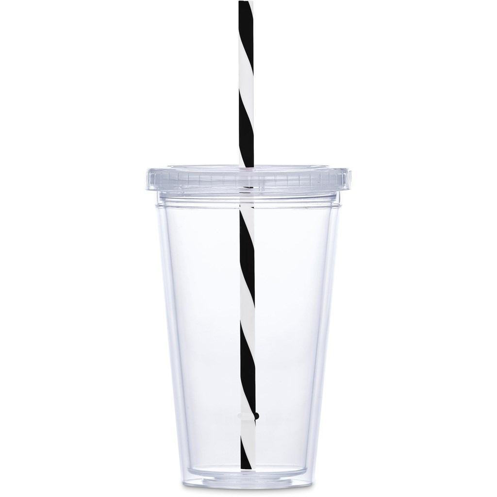 Malibu Double-Wall Plastic Tumbler & Straw - 470ml - Image 2