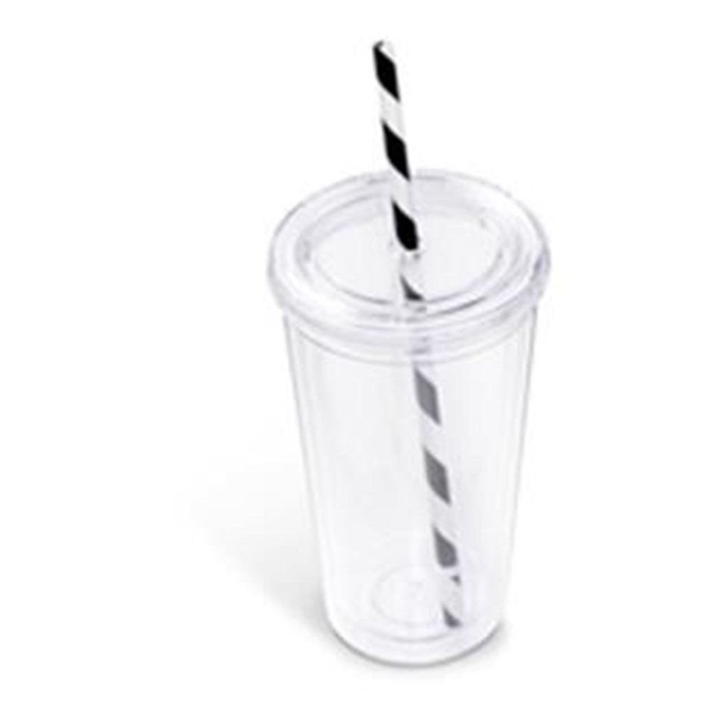 Malibu Double-Wall Plastic Tumbler & Straw - 470ml - Image 5