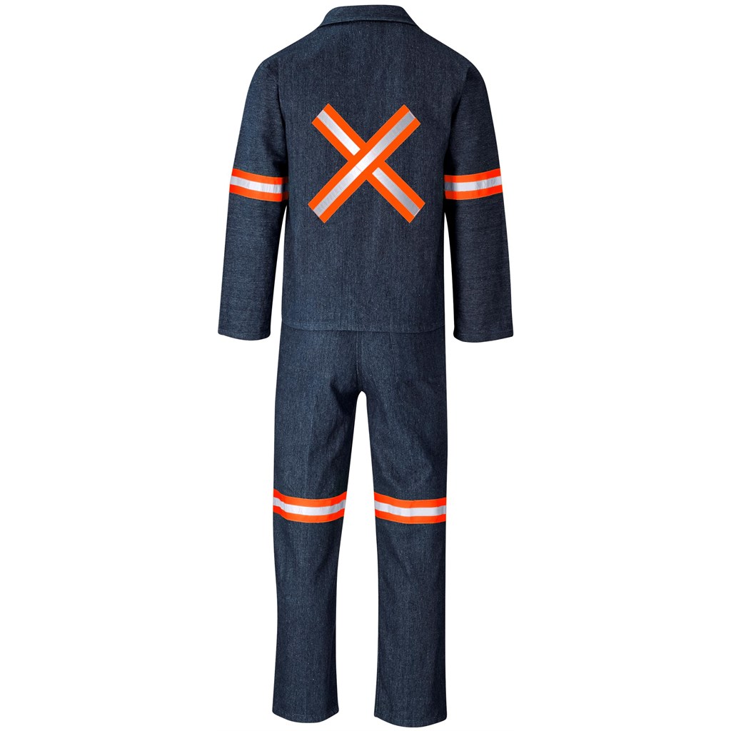 Vintage 100% Cotton Denim Conti Suit - Reflective Arms, Legs & Back - Orange Tape - Image 6