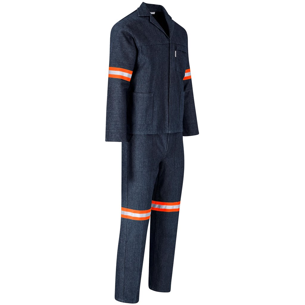 Vintage 100% Cotton Denim Conti Suit - Reflective Arms, Legs & Back - Orange Tape - Image 5