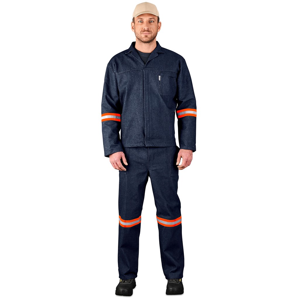 Vintage 100% Cotton Denim Conti Suit - Reflective Arms, Legs & Back - Orange Tape - Image 3