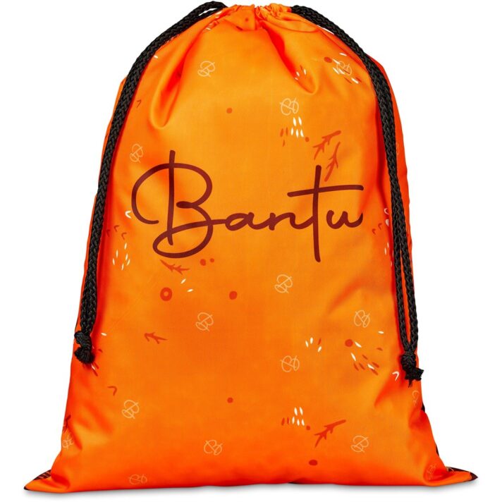 Pre-Printed Sample Hoppla Benguela Jumbo Polyester Drawstring Pouch - Image 6