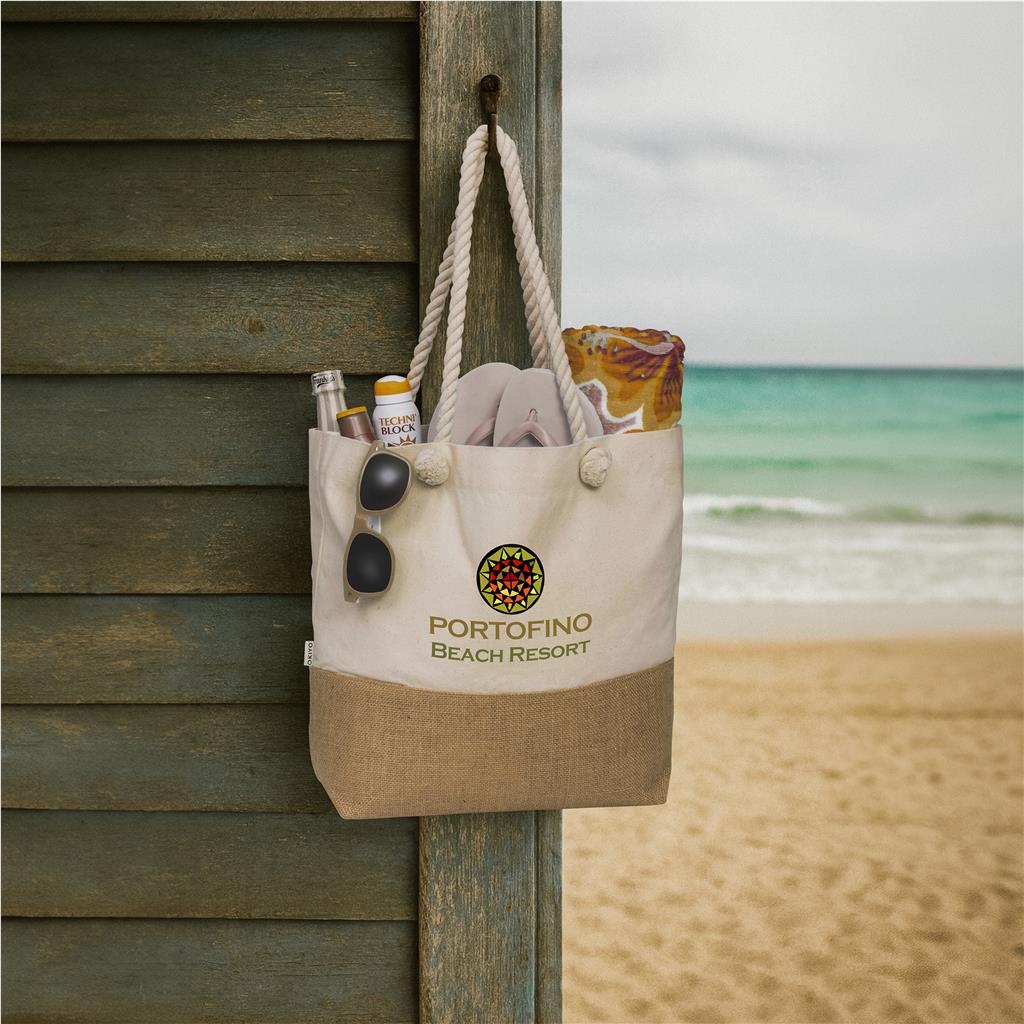 Okiyo Suna Jute & Cotton Beach Bag - Image 2