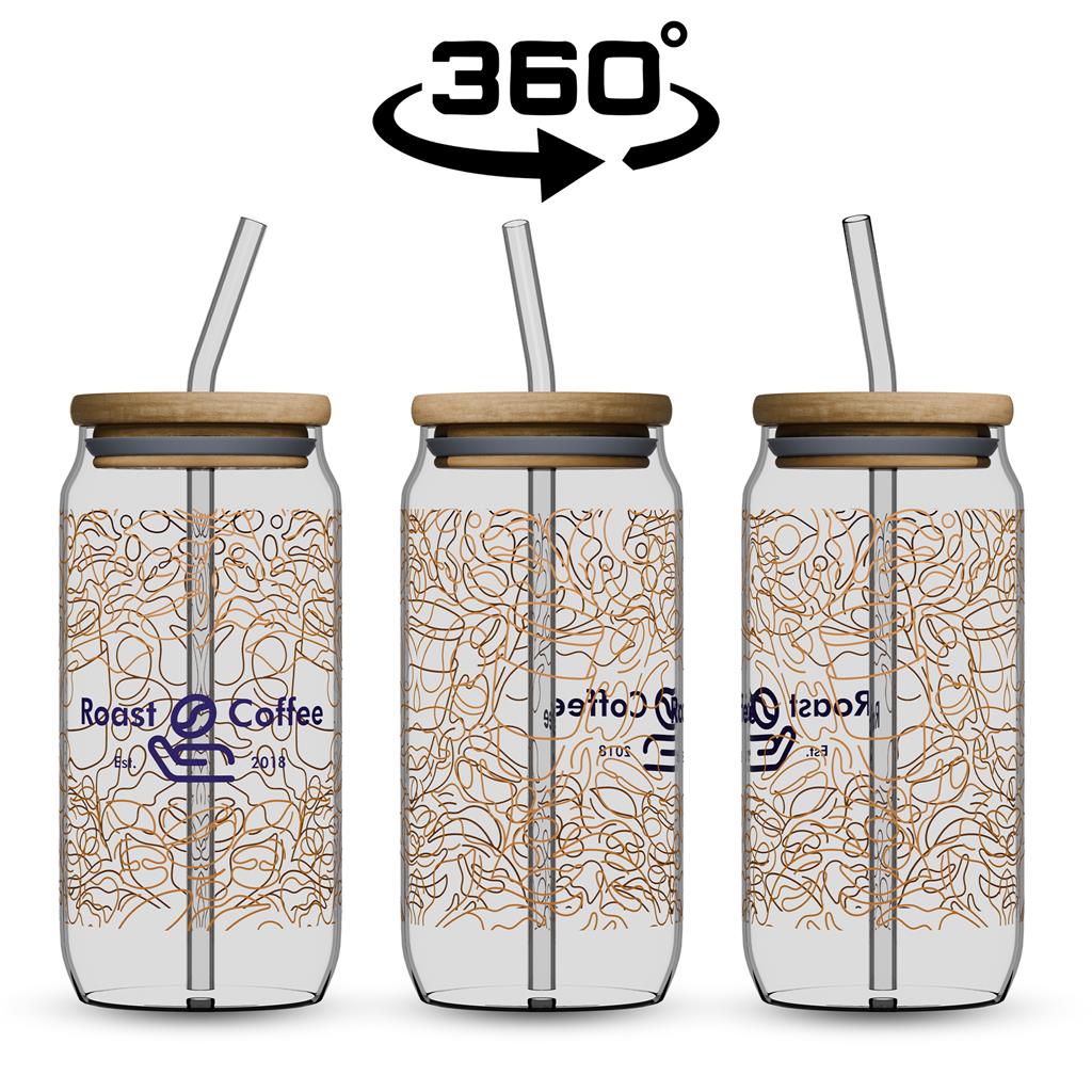 Okiyo Natsu Glass & Bamboo Tumbler & Straw - 500ml - Image 5